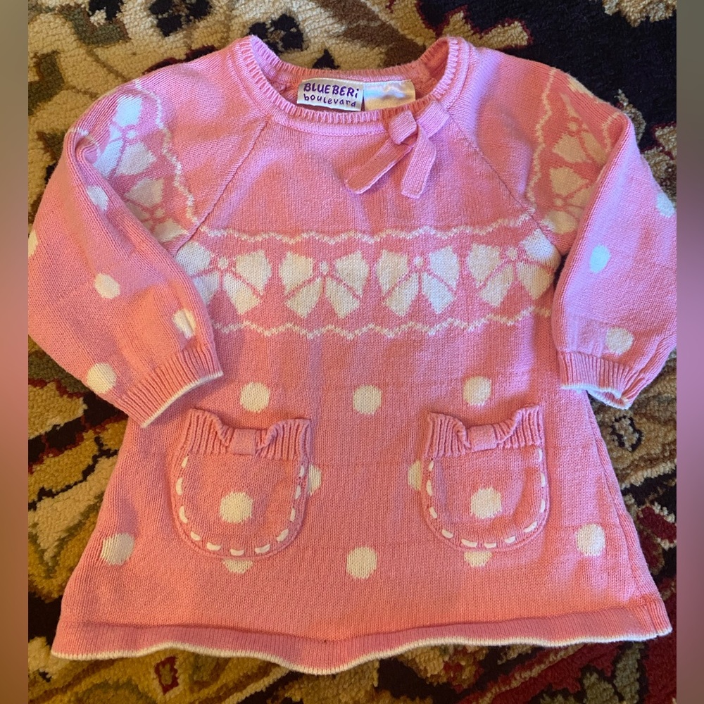 Blueberi Boulevard Pink and White Knit Sweater Top
